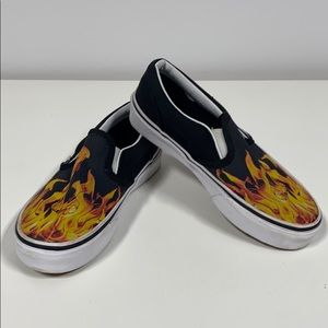 Vans Slip-on - black with Flames - Kids 13.0